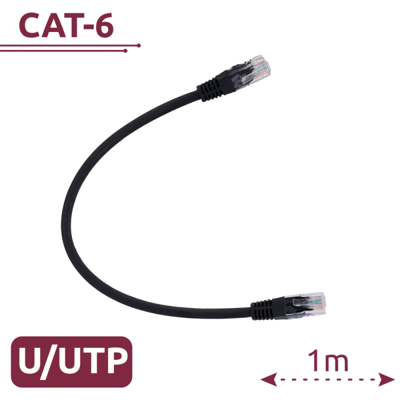 Cable UTP - Ethernet - Conectores RJ45 - Categoría 6 - 1 m - Color negro - AlarmSystems.Shop
