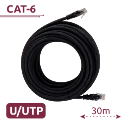 Cable UTP - Ethernet - Conectores RJ45 - Categoría 6 - 30 m - Color negro - AlarmSystems.Shop