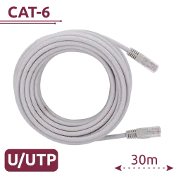 Cable UTP - Ethernet - Conectores RJ45 - Categoría 6 - 30 m - Color blanco - AlarmSystems.Shop