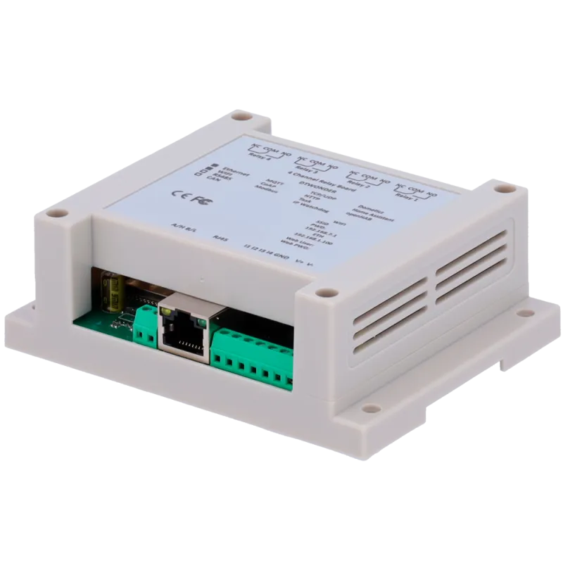 Módulo de adquisición y control de datos - 4 entradas digitales / 4 salidas de relé (NA/NC) - Protocolos: Modbus/TCP,... - Alarm