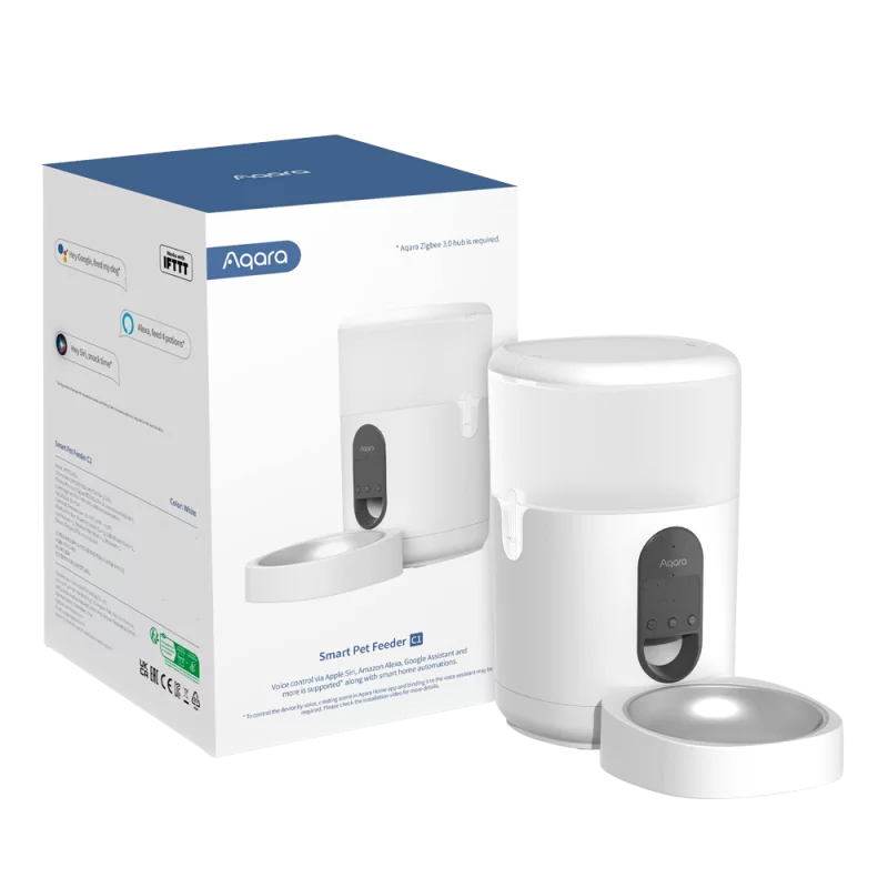 Aqara Comedero Inteligente C1 - Zigbee 3.0 / Matter over Zigbee - Requiere AQARA HUB 3.0 - Repetidor Zigbee - 4L de ... - Alarm