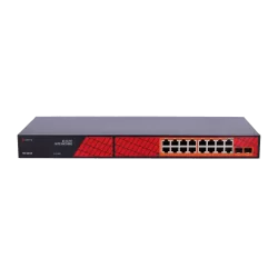 Safire Switch Hi-PoE - 16 puertos PoE + 2 SFP - Velocidad de puertos Gigabit 10/100/1000Mbps - 14 Puertos PoE+ 30W + ... - Alarm