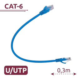 Cable UTP - Ethernet - Conectores RJ45 - Categoría 6 - 0,3 m - Color azul - AlarmSystems.Shop