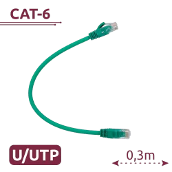 Cable UTP - Ethernet - Conectores RJ45 - Categoría 6 - 0,3 m - Color verde - AlarmSystems.Shop