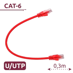 Cable UTP - Ethernet - Conectores RJ45 - Categoría 6 - 0,3 m - Color rojo - AlarmSystems.Shop