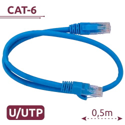 Cable UTP - Ethernet - Conectores RJ45 - Categoría 6 - 0,5 m - Color azul - AlarmSystems.Shop