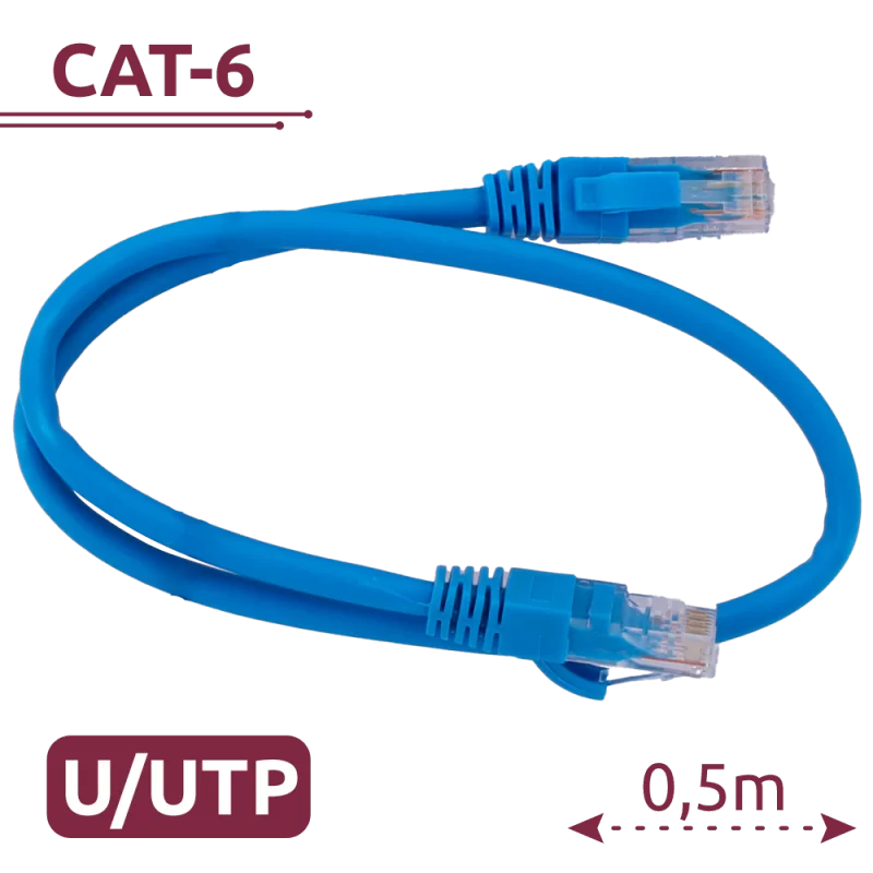 Cable UTP - Ethernet - Conectores RJ45 - Categoría 6 - 0,5 m - Color azul - AlarmSystems.Shop