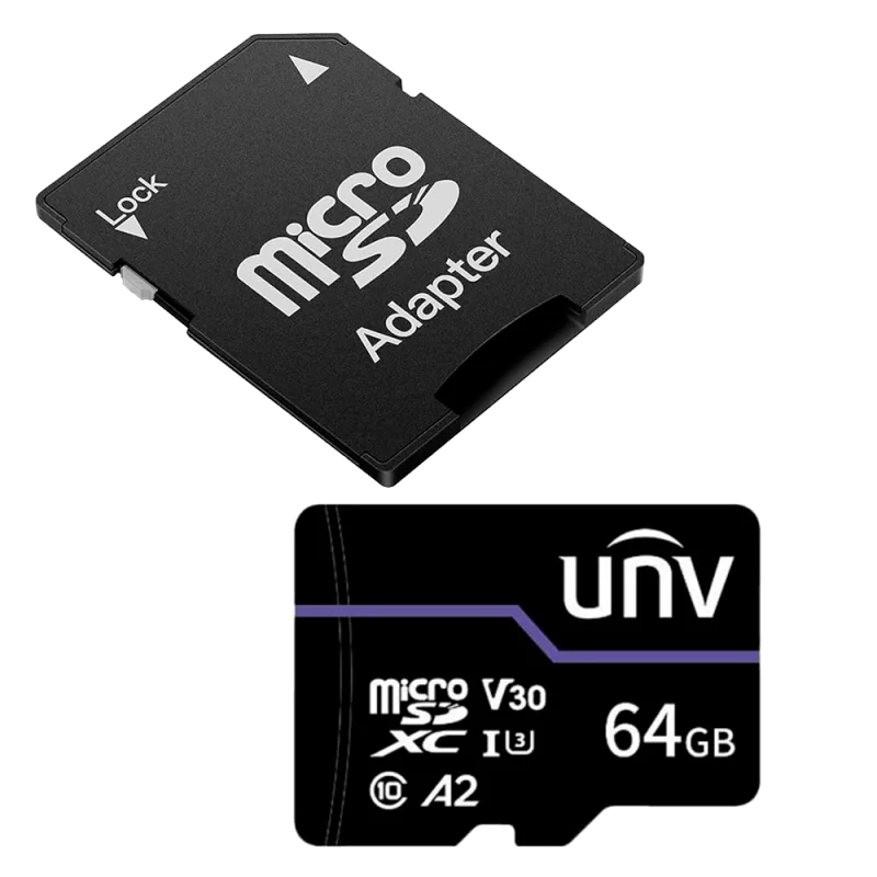 Tarjeta de memoria con adaptador Uniview - microSD | Capacidad 64 GB - Clase 10 | Velocidad escritura 71 MB/s - Hasta... - Alarm