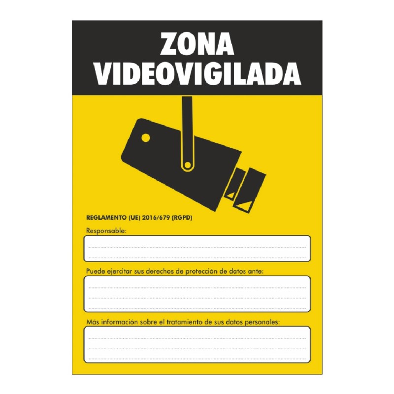 Cartel pvc zona videovigilancia RGPD A4