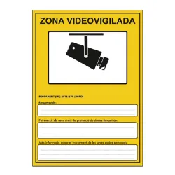 PVC-Plakat RGPD-Videoüberwachungszone auf Katalanisch A4 - AlarmSystems.Shop