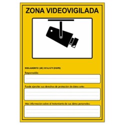 Cartel pvc zona videovigilancia RGPD A5