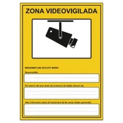 PVC-Poster DSGVO-Videoüberwachungszone auf Katalanisch A5 - AlarmSystems.Shop