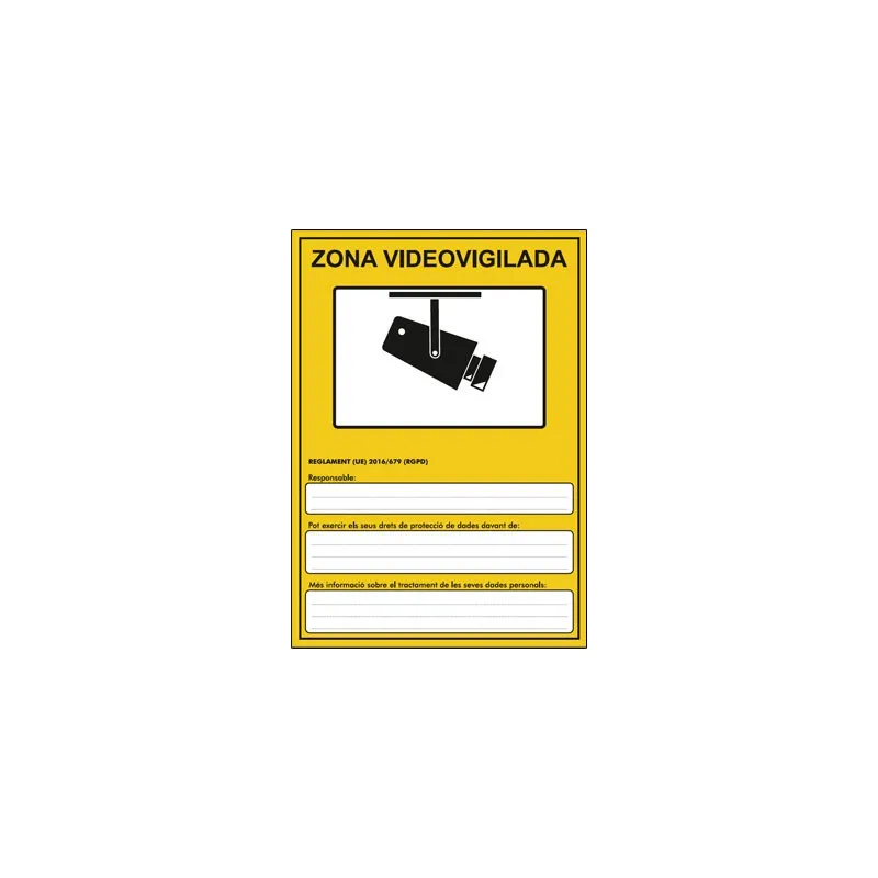 PVC poster for the GDPR video surveillance zone in Catalan A5 - AlarmSystems.Shop