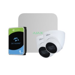 Kit Videovigilancia Ajax - Dahua por: 1 NVR 8ch Ajax + 2 Cámaras Dahua Domos 2MP 2.8mm + 1 HD 1Tb