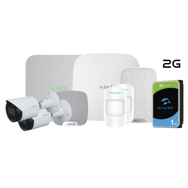 Ajax Alarm Kit + Dahua Video Surveillance by: Hub 2 2G + KeyPad + MotionProtect + HomeSiren + NVR + 2 cam 2MP + 1HD 1Tb - AlarmS