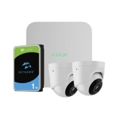 Ajax Video Surveillance Kit - 1 Nvr 8ch Ajax + 2 Ajax TurretCam 8MP 2.8mm + 1 HD 1Tb Cameras - AlarmSystems.Shop