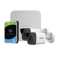 Kit de vidéosurveillance Ajax - Lenx - 1 Nvr 8ch Ajax + 2 caméras Lenx 2MP 2.8mm + 1 HD 1Tb - AlarmSystems.Shop
