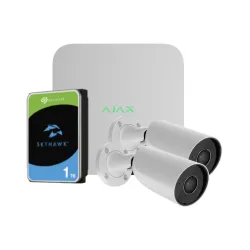 Kit de vidéosurveillance Ajax - 1 Nvr 8ch Ajax + 2 caméras Ajax BulletCam 5MP 2.8mm + 1 HD 1Tb - AlarmSystems.Shop