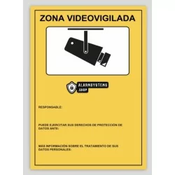 Cartel zona videovigilancia RGPD Personalizado