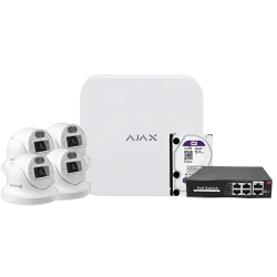 Ajax 8ch NVR Videoüberwachungskit + 4x Revolver mit 4 Mpx Safire + PoE Switch + HD 1Tb - AlarmSystems.Shop