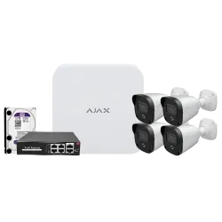 Ajax 8ch NVR-Überwachungskit + 4x Kugel mit 4 Mpx Safire + PoE-Switch + Hd 1 TB - AlarmSystems.Shop